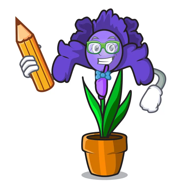 Öğrenci iris çiçeği karakter karikatür