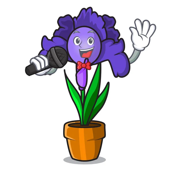 Τραγούδι ίριδας λουλούδι μασκότ κινούμε — Διανυσματικό Αρχείο