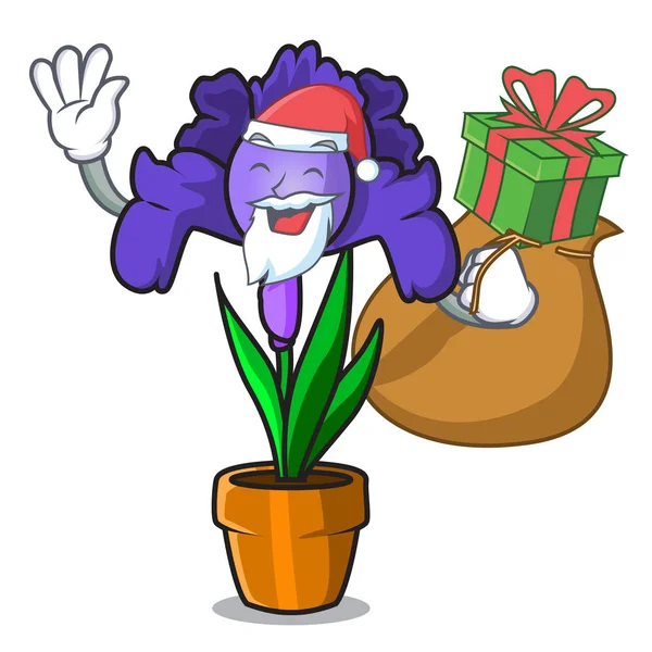 Noel Baba hediye Iris çiçek maskot karikatür ile
