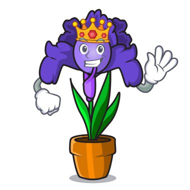 Kral iris çiçeği maskot çizgi film