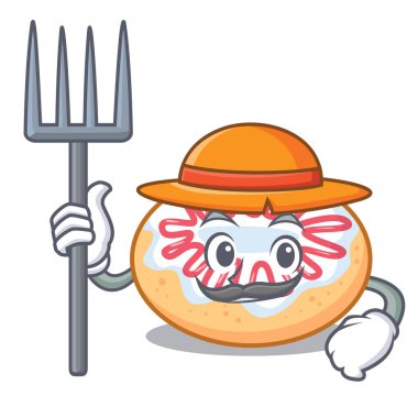 Çiftçi jöleli donut karakter karikatür
