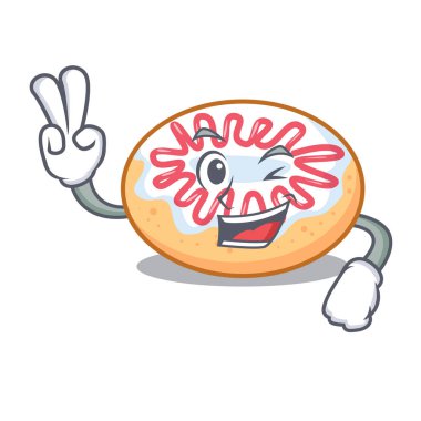 İki parmak jöleli donut karakter karikatür