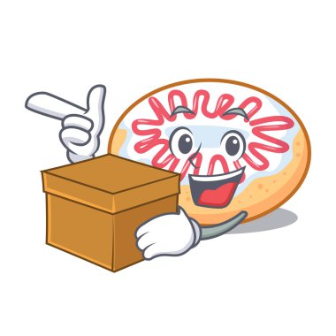 Kutusu jöleli donut karakter karikatür ile