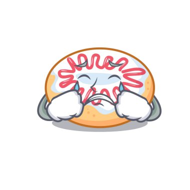 Jöleli çörek maskot karikatür ağlıyor