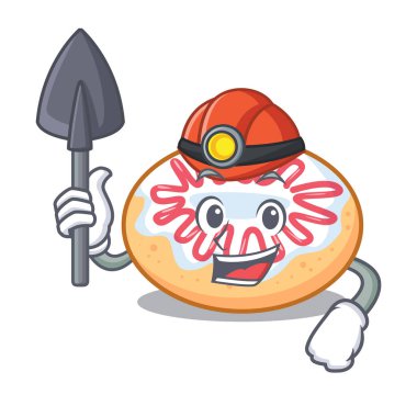 Madenci jöleli donut maskot karikatür vektör çizim