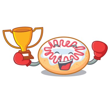 Kazanan jöleli donut maskot karikatür boks