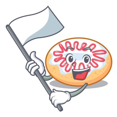Bayrak jöleli donut maskot karikatür ile