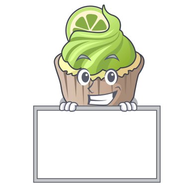 Kurulu limon keki karakter karikatür ile sırıtarak