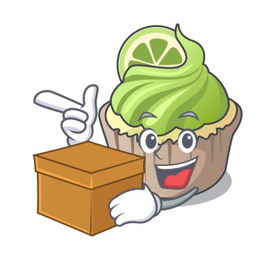 Kutusu limon keki karakter karikatür ile