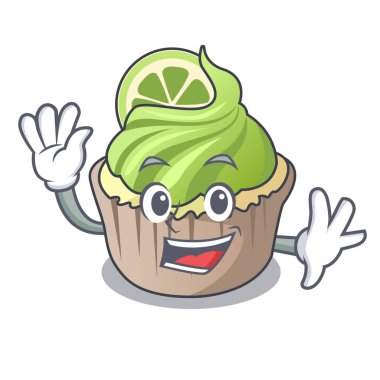 Limon keki karakter karikatür sallayarak