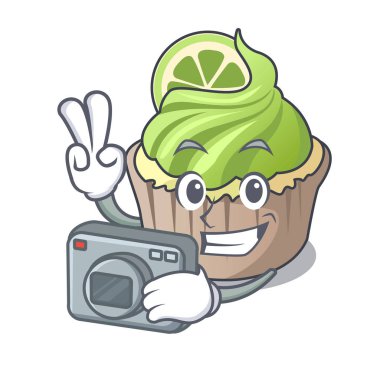 Fotoğrafçı limon keki maskot çizgi film