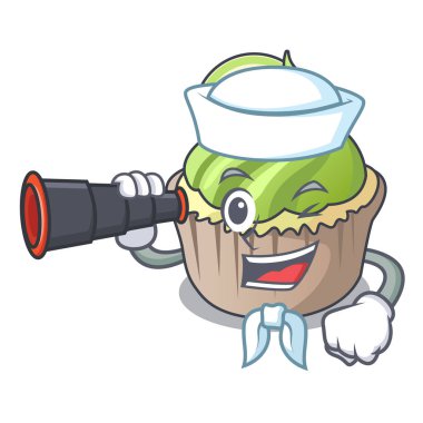 Denizci dürbün limon keki maskot karikatür ile