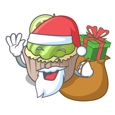 Noel Baba hediye limon keki maskot karikatür ile