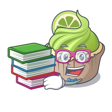 Öğrenci kitap limon keki maskot karikatür ile
