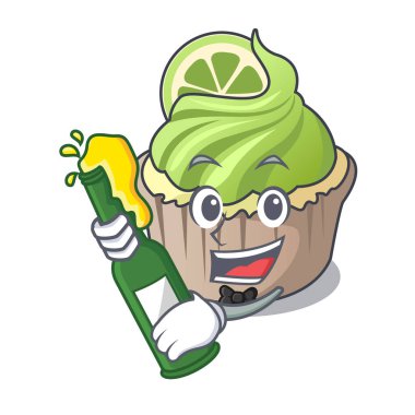 Bira limon keki maskot karikatür ile