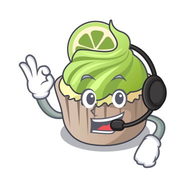 Kulaklık limon keki maskot karikatür ile