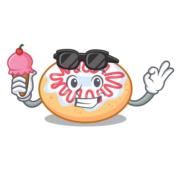 Dengan es krim jelly donat karakter kartun - Stok Vektor