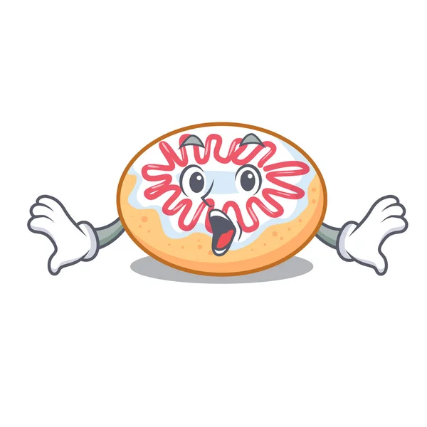 Sorprendida gelatina donut mascota de dibujos animados — Vector de stock