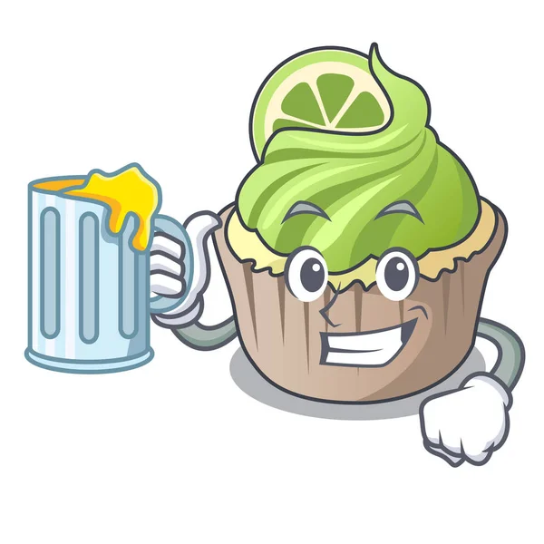 Limon suyu cupcake maskot karikatür ile