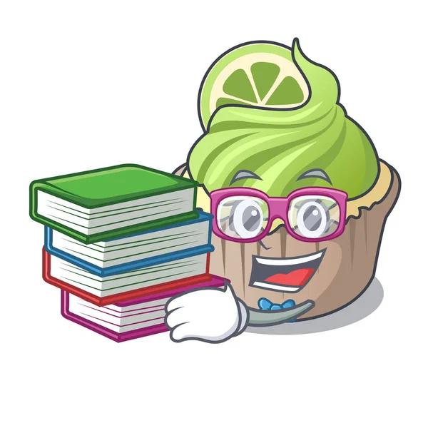Öğrenci kitap limon keki maskot karikatür ile