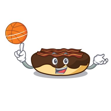 Basketbol akçaağaç pastırma ile karakter karikatür bar