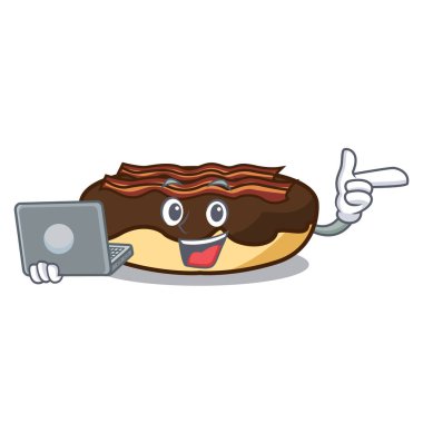 Dizüstü akçaağaç pastırma ile karakter karikatür bar