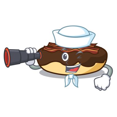 Denizci maskot karikatür bar dürbün akçaağaç pastırmalı