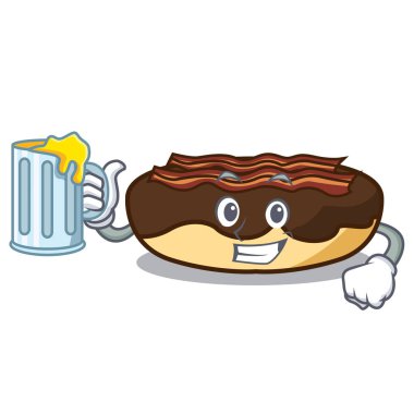 Suyu akçaağaç pastırma ile maskot karikatür bar