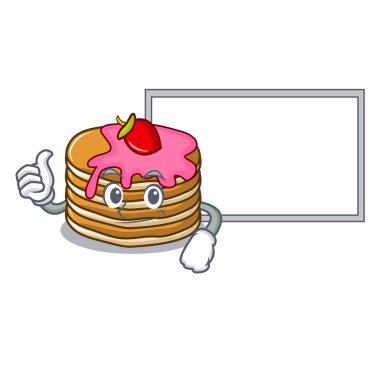 Başparmak yukarıya çilek karakter karikatür ile Yönetim Kurulu krep ile