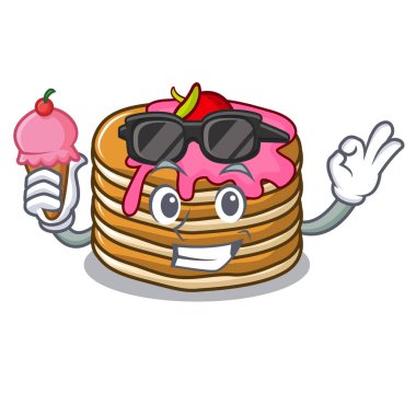 Çilek karakter karikatür ile dondurma krep ile