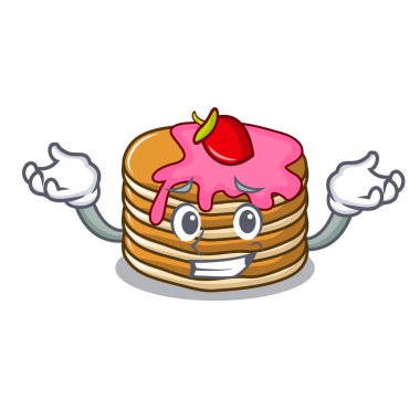 Çilek karakter karikatür ile sırıtan gözleme