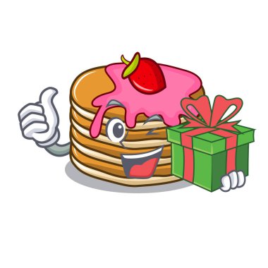 Çilek maskot karikatür hediye krep ile