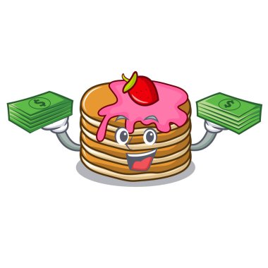 Para çantası gözleme ile çilek maskot karikatür ile