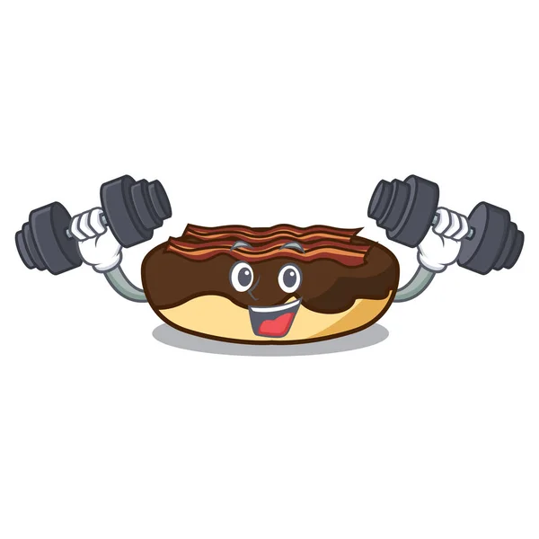 Fitness juhar bacon bár karakter cartoon — Stock Vector