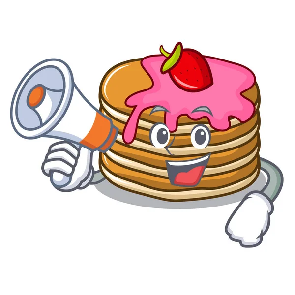 Çilek karakter karikatür ile megafon krep ile