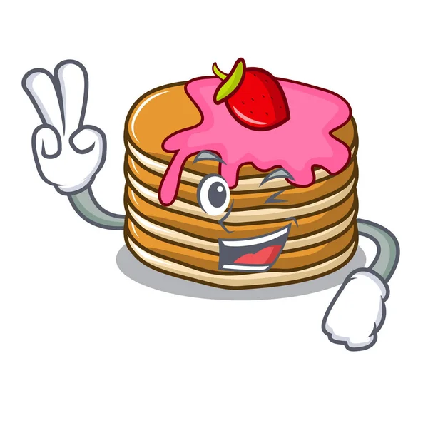 İki gözleme çilek karakter karikatür ile parmak