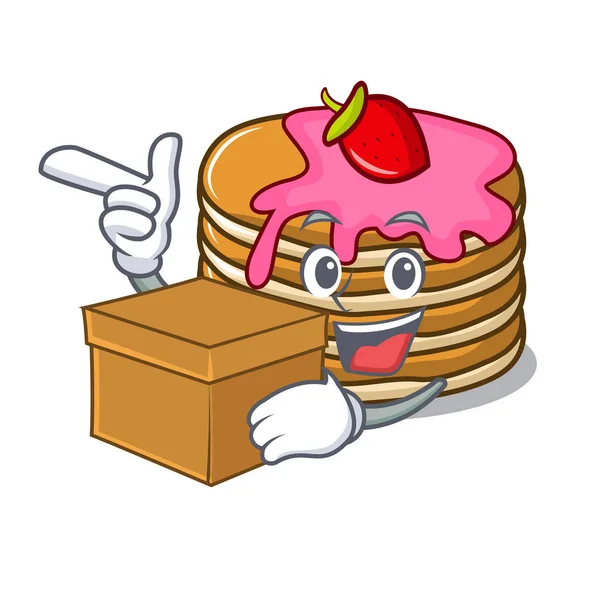 Çilek karakter karikatür ile kutusu krep ile