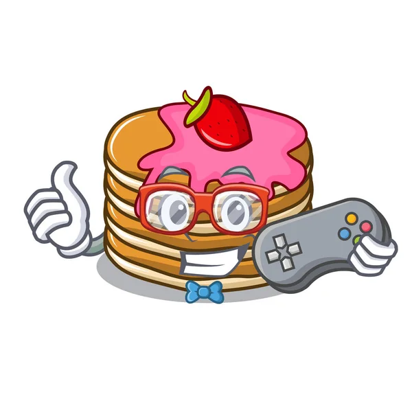 Çilek maskot karikatür ile oyun gözleme