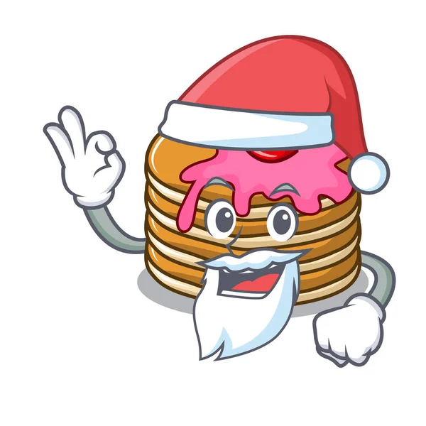 Santa pannenkoek met aardbei mascotte cartoon — Stockvector