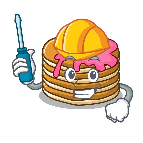 Çilek maskot karikatür ile otomotiv gözleme