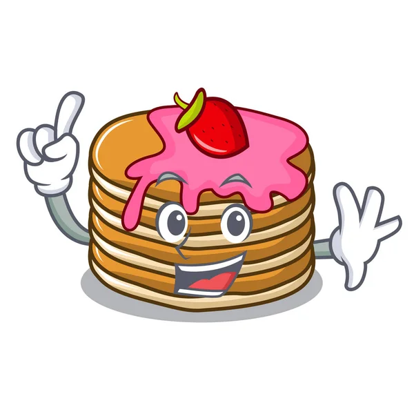 Finger-Pfannkuchen mit Erdbeer-Maskottchen-Karikatur — Stockvektor