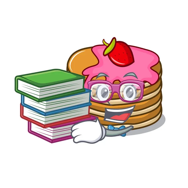 Çilek maskot karikatür ile kitap gözleme ile öğrenci