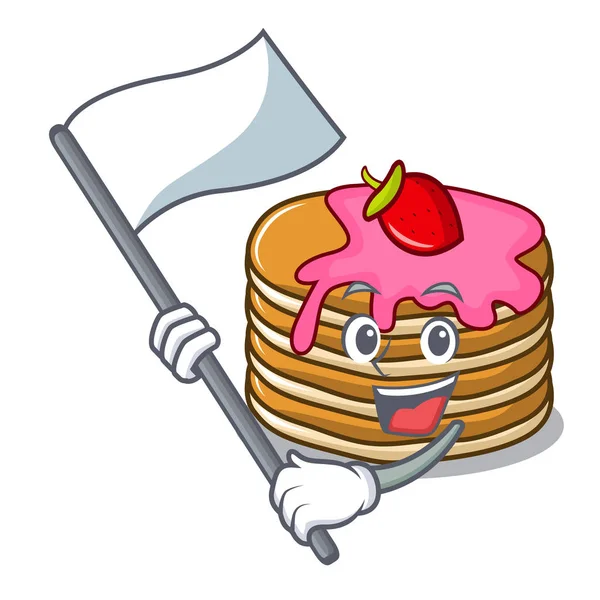 Çilek maskot karikatür ile bayrak krep ile