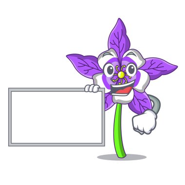 Kurulu ile columbine karakter karikatür çiçek.