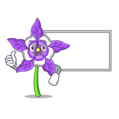 Başparmak yukarıya kurulu columbine çiçek karakter karikatür ile