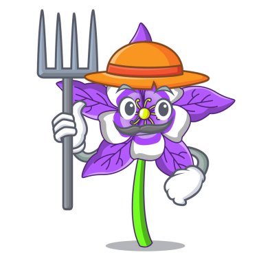 Çiftçi columbine çiçek karakter karikatür