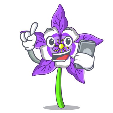 Telefon columbine çiçek karakter karikatür ile