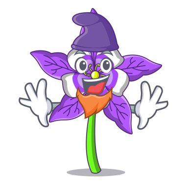 Elf columbine çiçek karakter karikatür