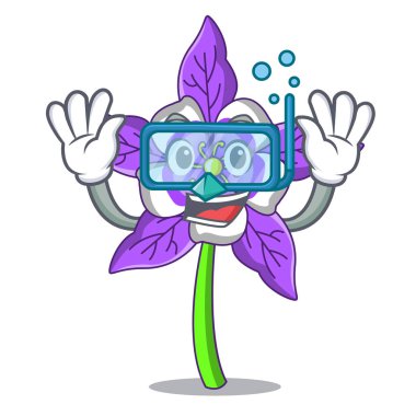 Dalış columbine çiçek karakter karikatür