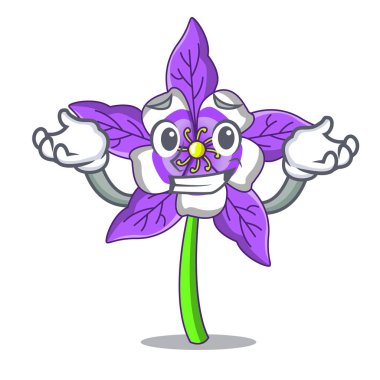 Sırıtan columbine çiçek karakter karikatür